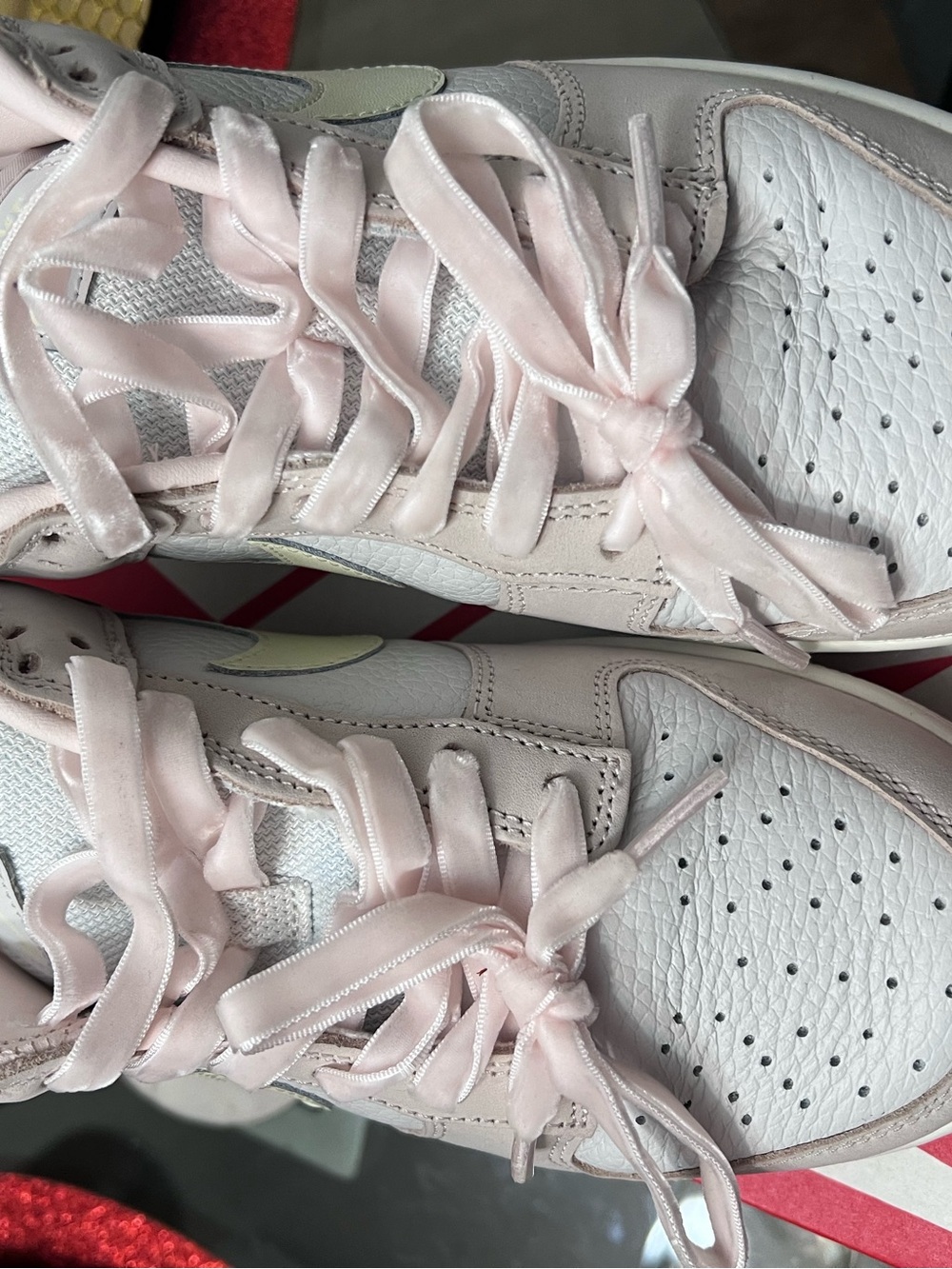 Nike Women’s Pink and White Dunks